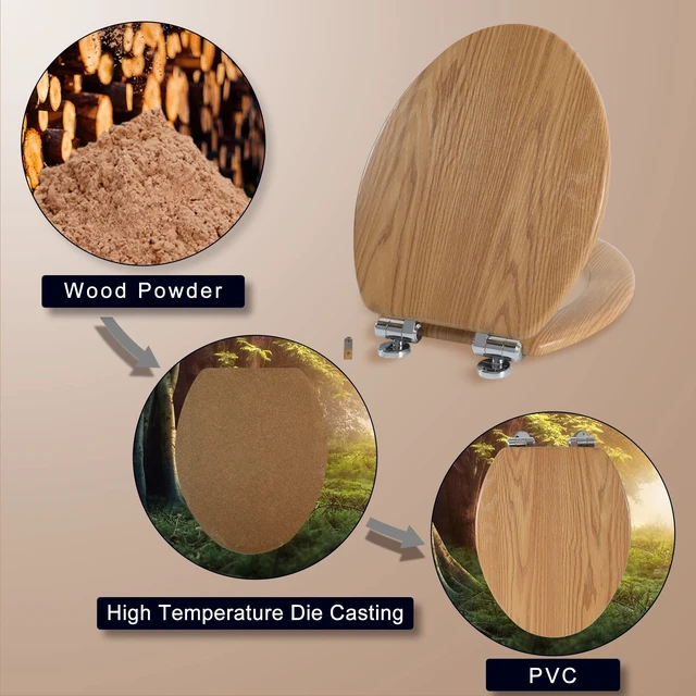 Alt view image 5 of 7 - Slow Close Wood Toilet Seat, Quick-Release (Elongated, Original style) Elongated Toilet Seat with Quietly Close, Easy to Install also Easy to Clean