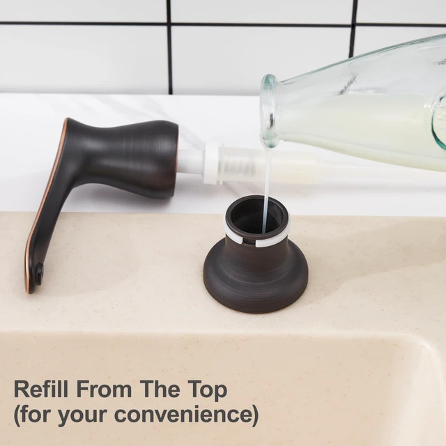 Alt view image 5 of 7 - Kitchen Sink Soap Dispenser with 17 OZ Bottle - Oil Rubbed Bronze Bronze Soap Dispenser fot Kitchen Sink, Built in Soap Dispenser, Liquid Dispenser, Refill from The Top, G086ORB