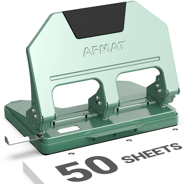 Main image of 3 Hole Punch Heavy Duty, 9/32" Hole Diameter, 50-Sheet 3 Hole Puncher for Binder, 50% Reduced Effort, Metal Three Hole Punch w/ 10,000+ Uses, Bulit-in S.S. Paper Guide, Large Chip Tray, HPX5