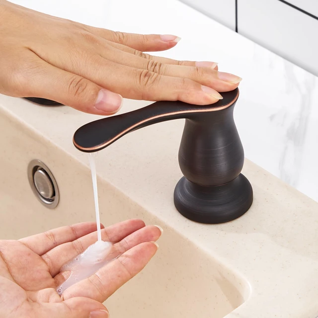 Alt view image 6 of 7 - Kitchen Sink Soap Dispenser with 17 OZ Bottle - Oil Rubbed Bronze Bronze Soap Dispenser fot Kitchen Sink, Built in Soap Dispenser, Liquid Dispenser, Refill from The Top, G086ORB