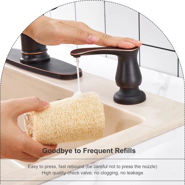 Alt view image 5 of 7 - Kitchen Sink Soap Dispenser Oil Rubbed Bronze, G086ORB-G Under Sink Soap Dispenser with 40" Silicone Extension Tube, Say Goodbye to Frequent Refills