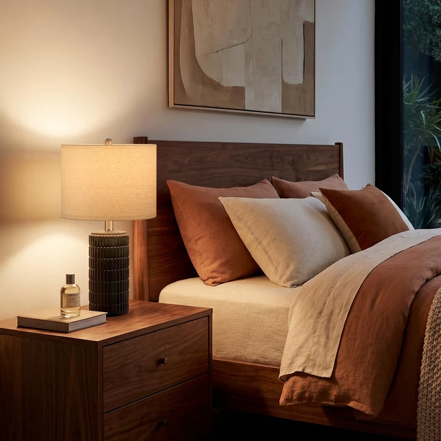 Alt view image 5 of 7 - 21'' Black Table Lamp with Gift Box, Small for Bedroom, Stone-Like Farmhouse Bedside Lamp for Nightstands, Matte-Textured Ceramic Design, Ideal Gift, Modern Home Decor for Living Room Hallway