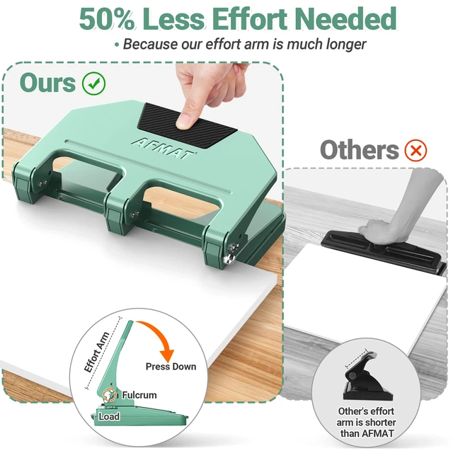 Alt view image 3 of 7 - 3 Hole Punch Heavy Duty, 9/32" Hole Diameter, 50-Sheet 3 Hole Puncher for Binder, 50% Reduced Effort, Metal Three Hole Punch w/ 10,000+ Uses, Bulit-in S.S. Paper Guide, Large Chip Tray, HPX5