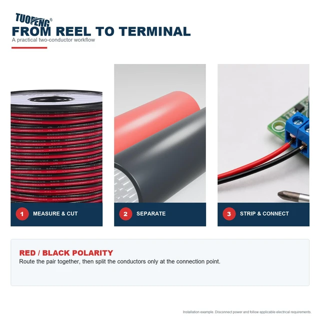 Alt view image 7 of 7 - 18 AWG 2-Conductor Tinned Copper PVC Wire, Red/Black, 66 ft Hookup Stranded Wire, LED Strips Extension Wire, 12V/24V DC Cable, Low Voltage Wires
