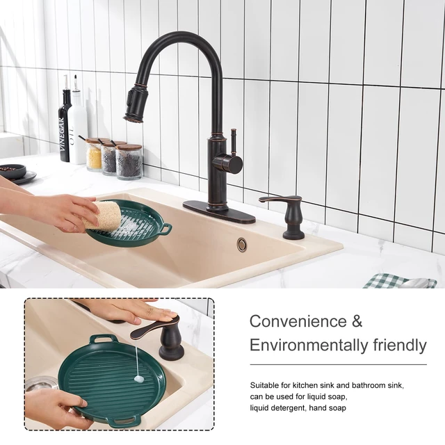 Alt view image 7 of 7 - Kitchen Sink Soap Dispenser Oil Rubbed Bronze, G086ORB-G Under Sink Soap Dispenser with 40" Silicone Extension Tube, Say Goodbye to Frequent Refills