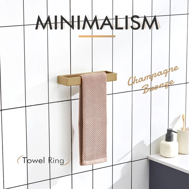 Alt view image 3 of 7 - Towel Ring for Bathroom Hand Towel Holder 9 Inch Towel Hanger Rack Champagne Bronze Stainless Steel Wall Mount, 1 Pack B4008CPG-L9