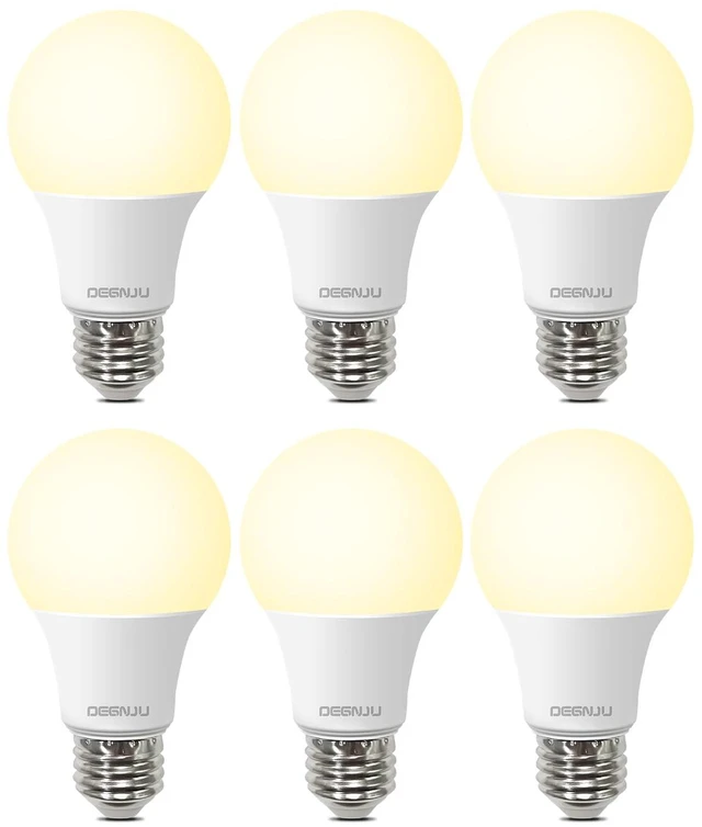 Main image of A19 LED Light Bulbs, 60 Watt Equivalent LED Bulbs, Soft White 2700K, 800 Lumens, E26 Standard Base, Non-Dimmable, 8W Warm White LED Bulbs for Bedroom Living Room, 6 Pack