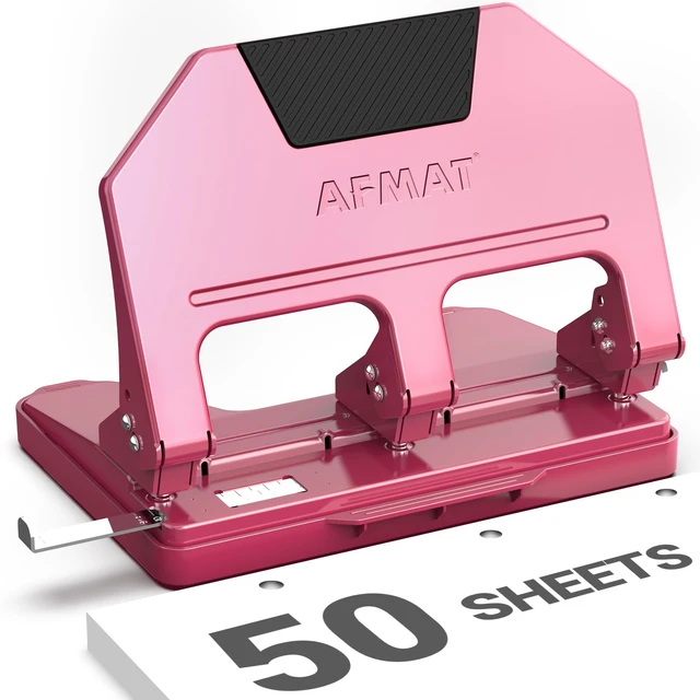 Main image of 3 Hole Punch Heavy Duty, 9/32" Hole Diameter, 50-Sheet 3 Hole Puncher for Binder, 50% Reduced Effort, Metal Three Hole Punch w/ 10,000+ Uses, Bulit-in S.S. Paper Guide, Large Chip Tray, HPX5
