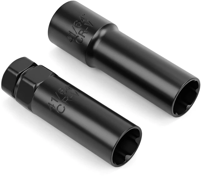 Main image of 1/2" Drive and 3/4"&13/16" Hex Socket Set for 6 Spline Lug Nuts, 19mm and 21mm Outer Hexagon Wheel Lug Key fit M12x1.5,M12x1.25,1/2"-20 Small Nuts,Easy Installation with Hand and Impact Wrench