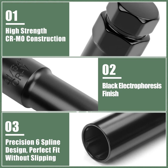 Alt view image 4 of 7 - 1/2" Drive and 3/4"&13/16" Hex Socket Set for 6 Spline Lug Nuts, 19mm and 21mm Outer Hexagon Wheel Lug Key fit M12x1.5,M12x1.25,1/2"-20 Small Nuts,Easy Installation with Hand and Impact Wrench