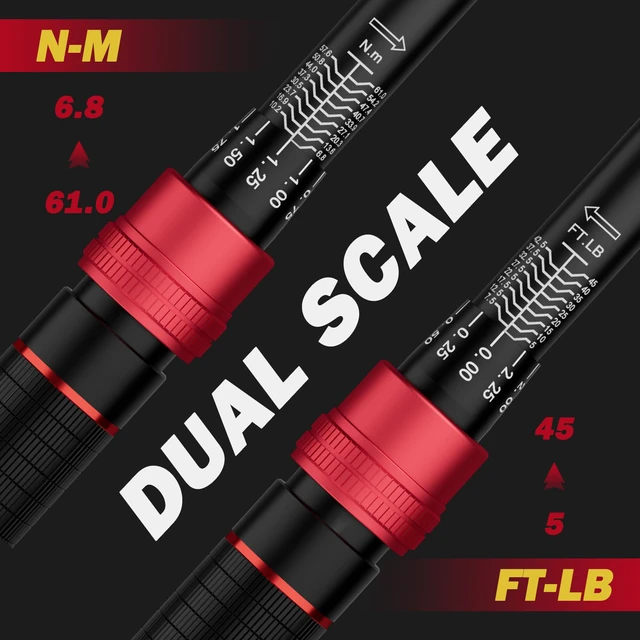 Alt view image 2 of 7 - Torque Wrench 3/8-inch Drive 5-45 Ft-Lb for Spark Plugs,±3% Accuracy Click Style, 6.8-61Nm, Dual-Direction, 72 Tooth, Aluminum Adjustable Torque Wrench for Bike, Motorcycle & Engine Repair