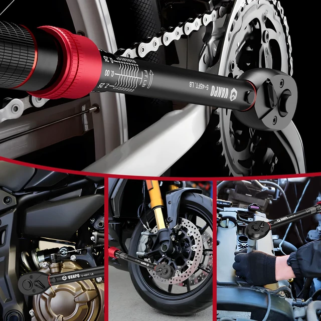 Alt view image 7 of 7 - Torque Wrench 3/8-inch Drive 5-45 Ft-Lb for Spark Plugs,±3% Accuracy Click Style, 6.8-61Nm, Dual-Direction, 72 Tooth, Aluminum Adjustable Torque Wrench for Bike, Motorcycle & Engine Repair