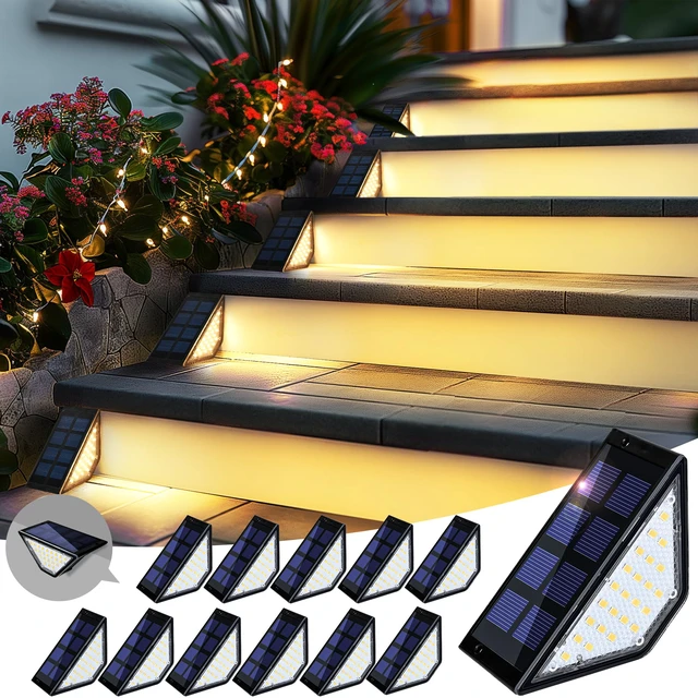 Main image of Solar Step Lights for Outside,24 LEDs Solar Stair Lights Waterproof IP65,Solar Deck Lights Outdoor for Yard, Porch, Front Door, Stair, Step, Patio, Deck(12 Pack, Warm White)