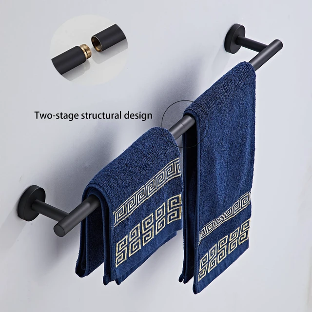 Alt view image 2 of 7 - Matte Black Bathroom Hardware Set 5 Piece with Towel Racks for Bathroom, SUS304 Stainless Steel Bath Towel Bar Set, 24 Inch Wall Mounted Accessories Kit
