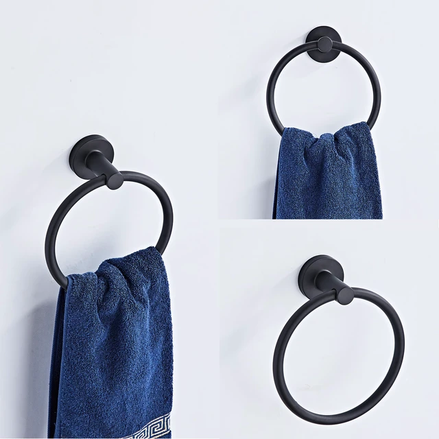 Alt view image 5 of 7 - Matte Black Bathroom Hardware Set 5 Piece with Towel Racks for Bathroom, SUS304 Stainless Steel Bath Towel Bar Set, 24 Inch Wall Mounted Accessories Kit