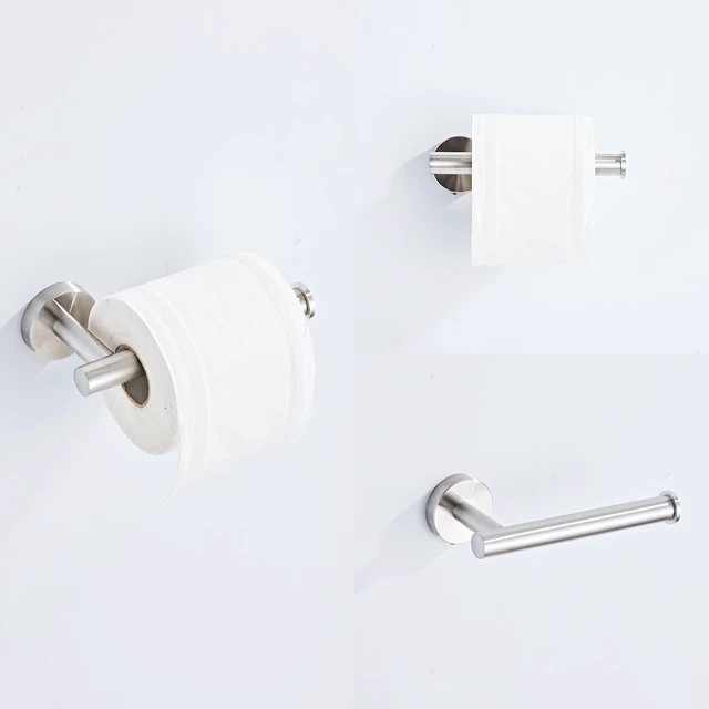 Alt view image 4 of 7 - Brushed Nickel Bathroom Hardware Set 5 Piece with Towel Racks for Bathroom, SUS304 Stainless Steel Bath Towel Bar Set, 24 Inch Wall Mounted Accessories Kit