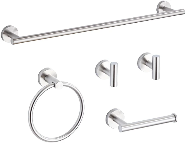 Main image of Brushed Nickel Bathroom Hardware Set 5 Piece with Towel Racks for Bathroom, SUS304 Stainless Steel Bath Towel Bar Set, 24 Inch Wall Mounted Accessories Kit