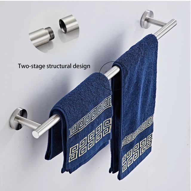 Alt view image 2 of 7 - Brushed Nickel Bathroom Hardware Set 5 Piece with Towel Racks for Bathroom, SUS304 Stainless Steel Bath Towel Bar Set, 24 Inch Wall Mounted Accessories Kit