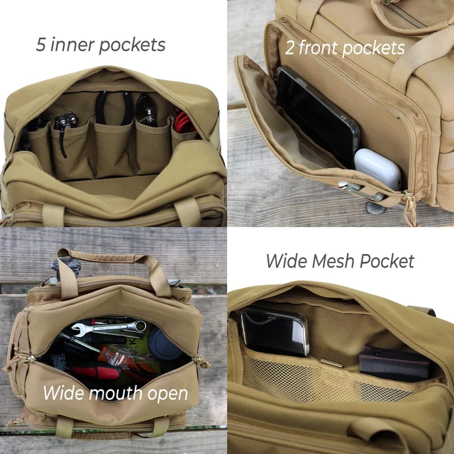 Alt view image 3 of 7 - 12-Inch Heavy Duty Tool Bag, Tactical, Gear, Range, EDC,Tool for cars, Multi-Purpose Work Bag for Mechanics, Electrician, Carpenters, Builders,Plumbers 12" X 7" X 7"