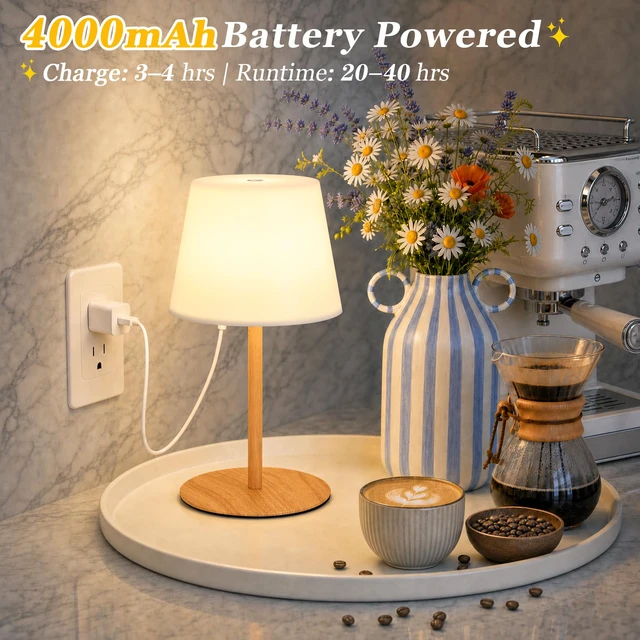 Alt view image 4 of 7 - Shower Lamp Rechargeable Waterproof Lamp, Cordless Table Lamp for Bathroom IP54 Spa-Like Shower Light, 4000mAh Battery Powered, 3 Color Modes, Stepless Dimming and Memory, for Bathtub Outdoor (2Pack)