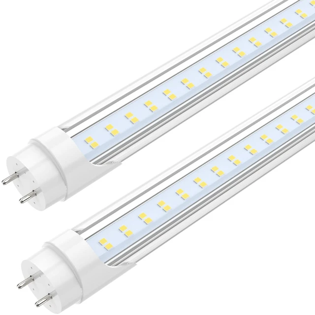 Main image of 4FT LED T8 Type A+B Tube Lights, 24W(65W Equivalent), 3200LM, 6000K Single or Double End Powered, Plug and Play or Ballast Bypass, 4 Foot T10 T12 Fluorescent Bulbs Replacement, Clear(2-Pack)