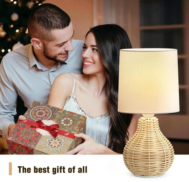 Alt view image 6 of 7 - Rattan Table Lamp Boho Lamps Set of 2-12.5" Mini Farmhouse Wicker Light Rustic End Table Decorative Small Lamps for Small Spaces Bedroom Nightstand Living Room Reading Desk Side Table Lamp