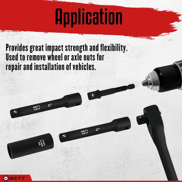 Alt view image 6 of 7 - 50Pcs 3/8" Drive Impact Socket Set, SAE/Metric, Deep/Shallow Sockets, with Adjustable Ratchet Handle, Extension Bar, Universal Joint, Adapter & Reducer, Cr-V Steel,(5/16"-3/4", 8-22mm)