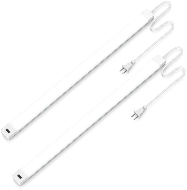 Main image of 2pcs 16 Inch Under Cabinet Lights with Hand Wave,Plug and Play 5000K Daylight White,Dimmable,CRI>90,110V,420Lumen,7W,Bright Counter,Shelf,Above the Sink