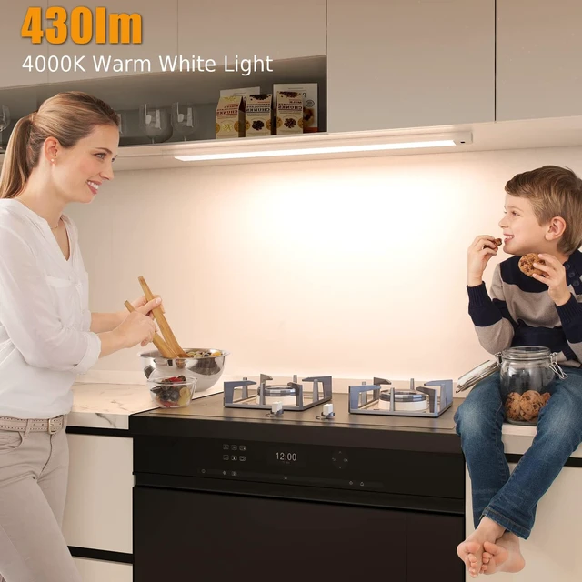 Alt view image 6 of 7 - 2pcs 16 Inch Under Cabinet Lights with Hand Wave,Plug and Play 4000K Natural White,Dimmable,CRI>90,110V,420Lumen,7W,Bright Counter,Shelf,Above the Sink