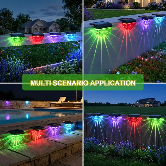 Alt view image 2 of 7 - 12 Pack Solar Deck Lights Outdoor, Solar Step Lights Waterproof for Outside, Yard, Patio, Garden, Pool, Railing, Stairs, Fence (Color Changing)