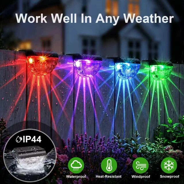 Alt view image 4 of 7 - 12 Pack Solar Deck Lights Outdoor, Solar Step Lights Waterproof for Outside, Yard, Patio, Garden, Pool, Railing, Stairs, Fence (Color Changing)