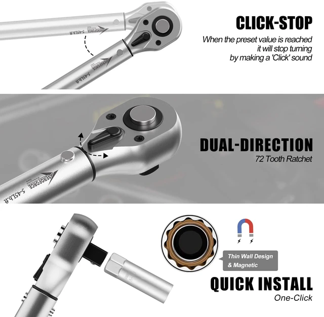 Alt view image 5 of 7 - 14PCS 3/8" Drive Spark Plug Socket Set Includes 2 Magnetic Sockets (14mm, 16mm) & 5 Rubber-Grip Sockets + Torque Wrench (5-45 Lb.ft), Swivel Joint & Extension Bar CR-V Steel