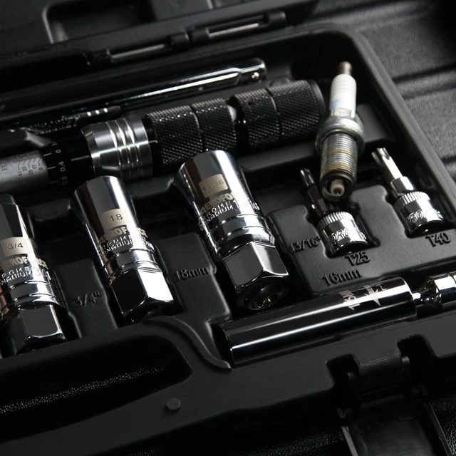 Alt view image 7 of 7 - 14PCS 3/8" Drive Spark Plug Socket Set Includes 2 Magnetic Sockets (14mm, 16mm) & 5 Rubber-Grip Sockets + Torque Wrench (5-45 Lb.ft), Swivel Joint & Extension Bar CR-V Steel