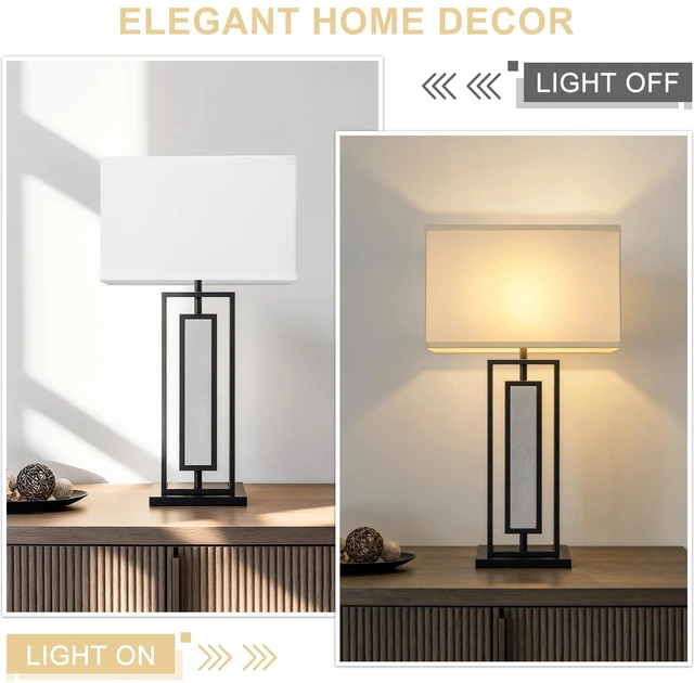 Alt view image 4 of 7 - Rectangular Lamp Shades Set of 2, 16"L x 8"W x 10"H, Large Rectangle Lampshades for Table Lamps Floor Lamps, Natural Linen Bedside Lamp Shades, Spider, Harp Holders Included, Easy Assembly, White