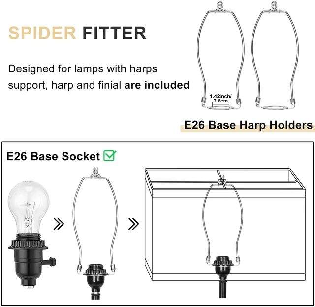 Alt view image 5 of 7 - Rectangular Lamp Shades Set of 2, 16"L x 8"W x 10"H, Large Rectangle Lampshades for Table Lamps Floor Lamps, Natural Linen Bedside Lamp Shades, Spider, Harp Holders Included, Easy Assembly, White