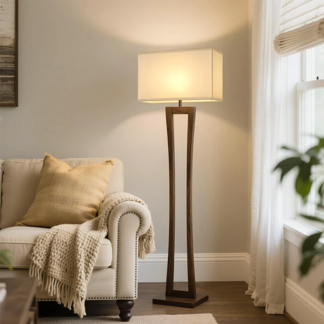 Alt view image 7 of 7 - Rectangular Lamp Shades Set of 2, 16"L x 8"W x 10"H, Large Rectangle Lampshades for Table Lamps Floor Lamps, Natural Linen Bedside Lamp Shades, Spider, Harp Holders Included, Easy Assembly, White