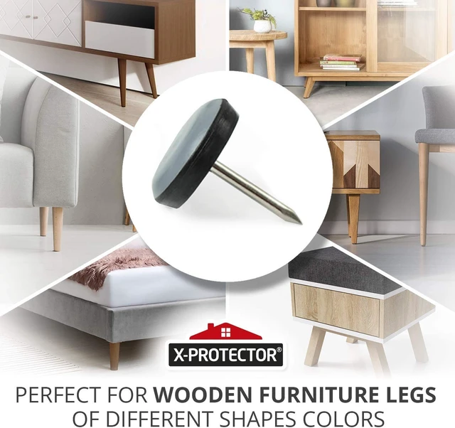 Alt view image 3 of 6 - Chair Glides 1" Furniture Glides 40 pc Grey Nail-on Sliders Premium Chair Leg Floor Protectors Slide Effortlessly with Chair Leg Pads That Protect Your Floor!