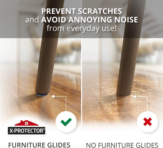 Alt view image 4 of 6 - Chair Glides 1" Furniture Glides 40 pc Grey Nail-on Sliders Premium Chair Leg Floor Protectors Slide Effortlessly with Chair Leg Pads That Protect Your Floor!