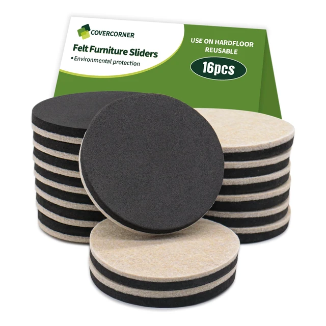 Main image of Felt Furniture Sliders for Hardwood Floors 16 PCS, 3 1/2" Beige Felt Furniture Pads for Hardwood Floors, Furniture Moving Sliders, Heavy Duty Felt Movers Sliders, Chair Leg Floor Protectors