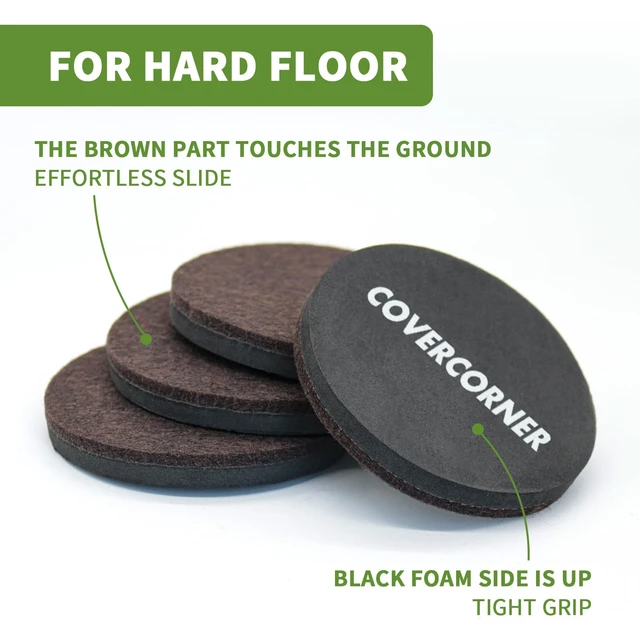 Alt view image 3 of 7 - Felt Furniture Sliders for Hardwood Floors 16 PCS, 3 1/2" Brown Felt Furniture Pads for Hardwood Floors, Furniture Moving Sliders, Heavy Duty Felt Movers Sliders, Chair Leg Floor Protectors