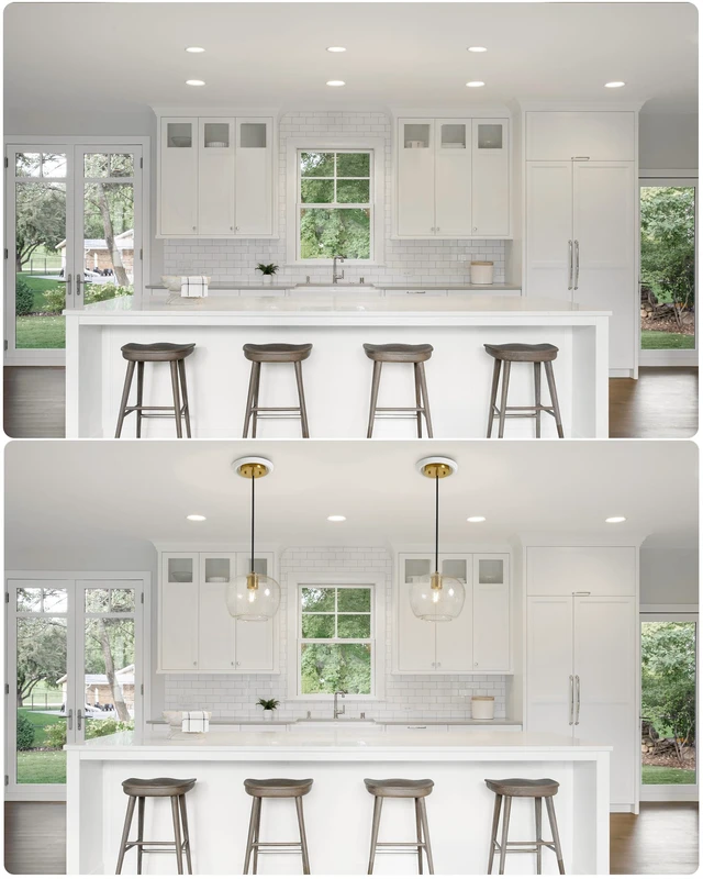 Alt view image 6 of 7 - 2-Pack Recessed Can Light Conversion Kit for 5" and 6" Ceiling Fixtures Pendant/Hanging Light Upgrade, Includes E26 Socket, Mounting Bracket, Round Ceiling PlateWhite