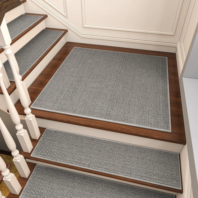 Main image of Non Slip Stair-Treads Matching-Mat for Wooden Steps Square Rubber Backing Non Slip Stair Landing Mat 30x30 inch Grey
