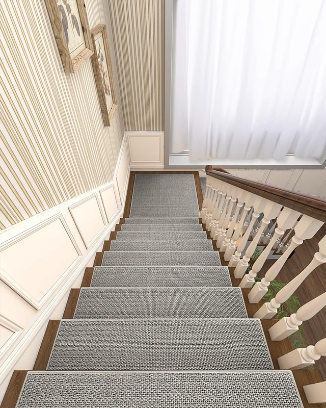 Alt view image 4 of 6 - Non Slip Stair-Treads Matching-Mat for Wooden Steps Square Rubber Backing Non Slip Stair Landing Mat 30x30 inch Grey