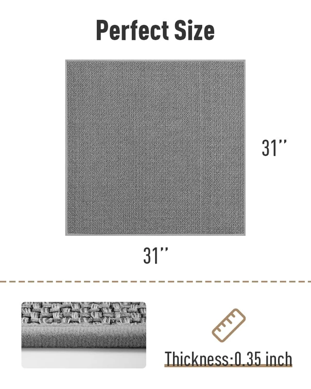 Alt view image 6 of 6 - Non Slip Stair-Treads Matching-Mat for Wooden Steps Square Rubber Backing Non Slip Stair Landing Mat 30x30 inch Grey
