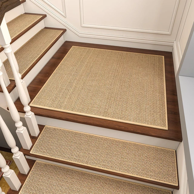 Main image of Non Slip Stair-Treads Matching-Mat for Wooden Steps Square Rubber Backing Non Slip Stair Landing Mat 30x30 inch Beige