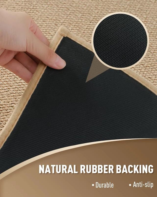 Alt view image 2 of 6 - Non Slip Stair-Treads Matching-Mat for Wooden Steps Square Rubber Backing Non Slip Stair Landing Mat 30x30 inch Beige