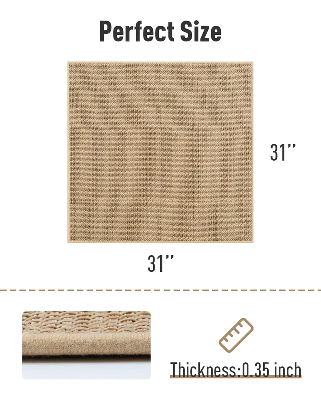 Alt view image 6 of 6 - Non Slip Stair-Treads Matching-Mat for Wooden Steps Square Rubber Backing Non Slip Stair Landing Mat 30x30 inch Beige