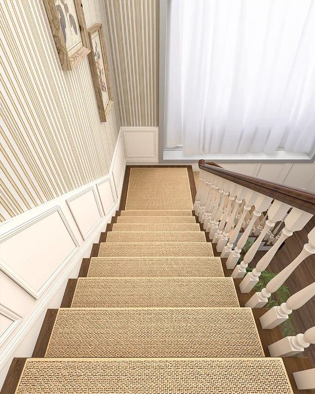 Alt view image 5 of 6 - Non Slip Stair-Treads Matching-Mat for Wooden Steps Square Rubber Backing Non Slip Stair Landing Mat 30x30 inch Beige