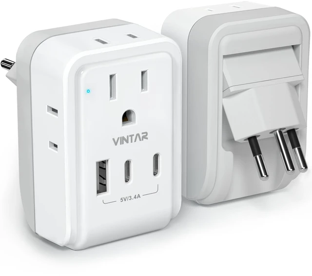 Main image of Brazil Power Adapter 1 Pack, Foldable US to Brazil Travel Adaptor 4 American Outlets with 3 USB Ports (2 USB C), 7-in-1 Type N Plug Adapter for US to Brazil Brazilian Brasil