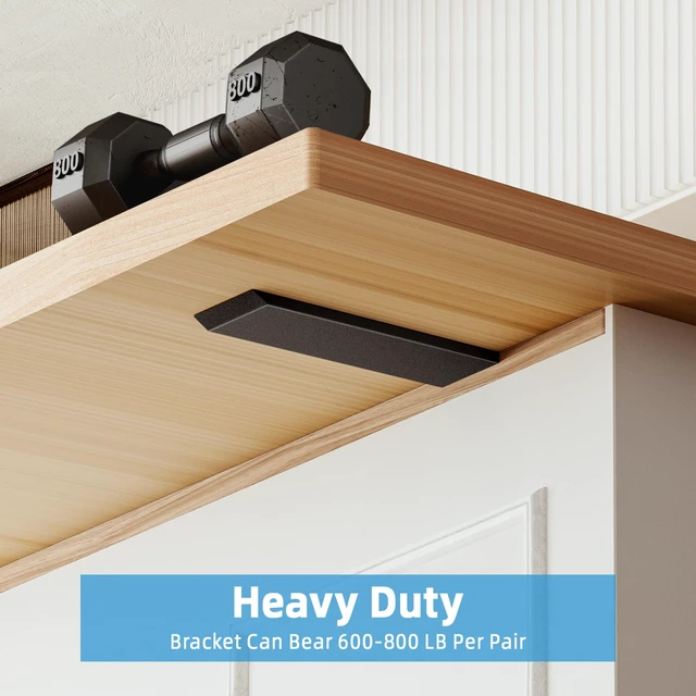 Alt view image 7 of 7 - 16 Inch Countertop Support Bracket, 3 Pack Solid Iron Heavy Duty Hidden Flat Floating Shelf Brackets, Top Mount Knee Wall Support Mantel Bracket Hardware for Wood Granite Quartz Countertop